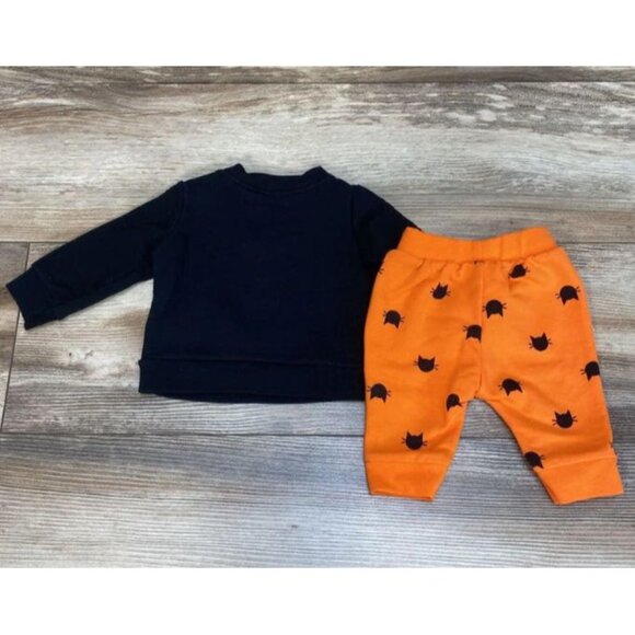 Cat & Jack Baby Girls 2pc Cat Halloween Long Sleeve Fleece Top & Bottom Set NB - Picture 3 of 5